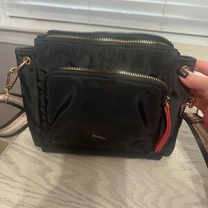 Mersi Black Crossbody Bag with Gold Accents